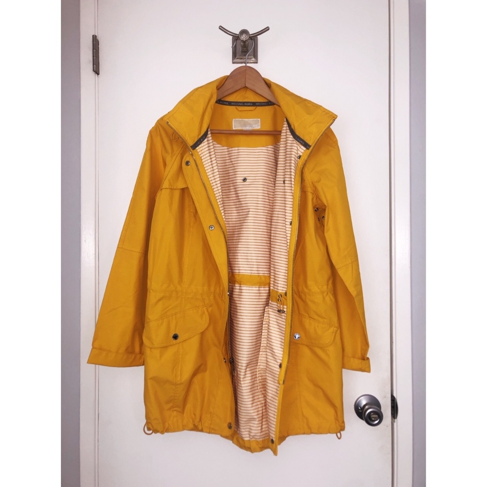 MICHAEL KORS Yellow Hooded Utility Jacket Large